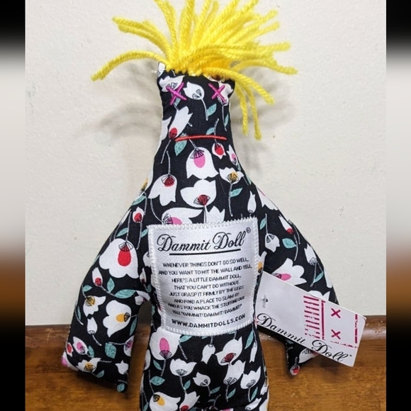 DAMMIT DOLL Black White Multicolor Tulips Flowers 12" Tall - Picture 3 of 4